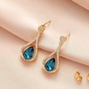 image:imageAustrian Crystal Halo Teardrop Hollow Drop Stud Earrings for Women 14K Rose Gold Plated Hypoallergenic JewelryDark Blue