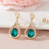 image:imageAustrian Crystal Halo Teardrop Hollow Drop Stud Earrings for Women 14K Rose Gold Plated Hypoallergenic JewelryEmerald