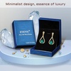 image:imageAustrian Crystal Halo Teardrop Hollow Drop Stud Earrings for Women 14K Rose Gold Plated Hypoallergenic JewelryEmerald
