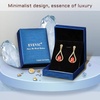 image:imageAustrian Crystal Halo Teardrop Hollow Drop Stud Earrings for Women 14K Rose Gold Plated Hypoallergenic JewelryPadparadscha
