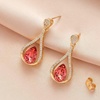 image:imageAustrian Crystal Halo Teardrop Hollow Drop Stud Earrings for Women 14K Rose Gold Plated Hypoallergenic JewelryPadparadscha