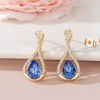 image:imageAustrian Crystal Halo Teardrop Hollow Drop Stud Earrings for Women 14K Rose Gold Plated Hypoallergenic JewelrySapphire
