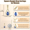 image:imageAustrian Crystal Halo Teardrop Hollow Drop Stud Earrings for Women 14K Rose Gold Plated Hypoallergenic JewelrySapphire