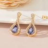 image:imageAustrian Crystal Halo Teardrop Hollow Drop Stud Earrings for Women 14K Rose Gold Plated Hypoallergenic JewelryTanzanite