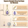 image:imageAustrian Crystal Halo Teardrop Hollow Drop Stud Earrings for Women 14K Rose Gold Plated Hypoallergenic JewelryTanzanite
