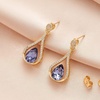 image:imageAustrian Crystal Halo Teardrop Hollow Drop Stud Earrings for Women 14K Rose Gold Plated Hypoallergenic JewelryTanzanite