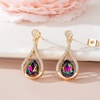 image:imageAustrian Crystal Halo Teardrop Hollow Drop Stud Earrings for Women 14K Rose Gold Plated Hypoallergenic JewelryVitrail Medium
