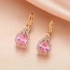 image:imageAustrian Crystal Halo Teardrop Leverback Drop Earrings for Women 14K Rose Gold Plated Hypoallergenic JewelryPink