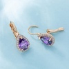 image:imageAustrian Crystal Halo Teardrop Leverback Drop Earrings for Women 14K Rose Gold Plated Hypoallergenic JewelryTanzanite