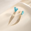 image:imageAustrian Crystal Heart Dangle Earrings Gold Tassel Earrings for Women 14K Gold Plated Hypoallergenic Trendy Jewelry GiftAquamarine