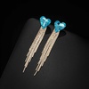 image:imageAustrian Crystal Heart Dangle Earrings Gold Tassel Earrings for Women 14K Gold Plated Hypoallergenic Trendy Jewelry GiftAquamarine