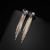 image:imageAustrian Crystal Heart Dangle Earrings Gold Tassel Earrings for Women 14K Gold Plated Hypoallergenic Trendy Jewelry GiftBlack