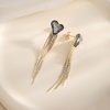 image:imageAustrian Crystal Heart Dangle Earrings Gold Tassel Earrings for Women 14K Gold Plated Hypoallergenic Trendy Jewelry GiftBlack