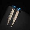 image:imageAustrian Crystal Heart Dangle Earrings Gold Tassel Earrings for Women 14K Gold Plated Hypoallergenic Trendy Jewelry GiftDark Blue