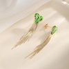 image:imageAustrian Crystal Heart Dangle Earrings Gold Tassel Earrings for Women 14K Gold Plated Hypoallergenic Trendy Jewelry GiftFern Green