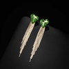 image:imageAustrian Crystal Heart Dangle Earrings Gold Tassel Earrings for Women 14K Gold Plated Hypoallergenic Trendy Jewelry GiftFern Green