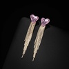 image:imageAustrian Crystal Heart Dangle Earrings Gold Tassel Earrings for Women 14K Gold Plated Hypoallergenic Trendy Jewelry GiftPink