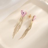 image:imageAustrian Crystal Heart Dangle Earrings Gold Tassel Earrings for Women 14K Gold Plated Hypoallergenic Trendy Jewelry GiftPink