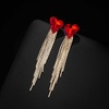 image:imageAustrian Crystal Heart Dangle Earrings Gold Tassel Earrings for Women 14K Gold Plated Hypoallergenic Trendy Jewelry GiftRed
