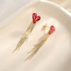 image:imageAustrian Crystal Heart Dangle Earrings Gold Tassel Earrings for Women 14K Gold Plated Hypoallergenic Trendy Jewelry GiftRose Pink