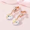 image:imageAustrian Crystal Heart Drop Clip On Dangle Earrings for Women Non Pierced 14K Rose Gold Plated Hypoallergenic JewelryAurora Borealis