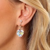 image:imageAustrian Crystal Heart Drop Clip On Dangle Earrings for Women Non Pierced 14K Rose Gold Plated Hypoallergenic JewelryAurora Borealis