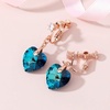 image:imageAustrian Crystal Heart Drop Clip On Dangle Earrings for Women Non Pierced 14K Rose Gold Plated Hypoallergenic JewelryBermuda Blue