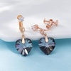 image:imageAustrian Crystal Heart Drop Clip On Dangle Earrings for Women Non Pierced 14K Rose Gold Plated Hypoallergenic JewelryBlack