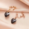 image:imageAustrian Crystal Heart Drop Clip On Dangle Earrings for Women Non Pierced 14K Rose Gold Plated Hypoallergenic JewelryBlack