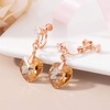 image:imageAustrian Crystal Heart Drop Clip On Dangle Earrings for Women Non Pierced 14K Rose Gold Plated Hypoallergenic JewelryLight Topaz