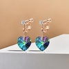 image:imageAustrian Crystal Heart Drop Clip On Dangle Earrings for Women Non Pierced 14K Rose Gold Plated Hypoallergenic JewelryRainbow