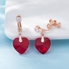 image:imageAustrian Crystal Heart Drop Clip On Dangle Earrings for Women Non Pierced 14K Rose Gold Plated Hypoallergenic JewelryRed