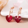 image:imageAustrian Crystal Heart Drop Clip On Dangle Earrings for Women Non Pierced 14K Rose Gold Plated Hypoallergenic JewelryRed