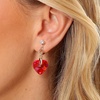 image:imageAustrian Crystal Heart Drop Clip On Dangle Earrings for Women Non Pierced 14K Rose Gold Plated Hypoallergenic JewelryRed