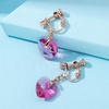 image:imageAustrian Crystal Heart Drop Clip On Dangle Earrings for Women Non Pierced 14K Rose Gold Plated Hypoallergenic JewelryRose Pink