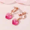 image:imageAustrian Crystal Heart Drop Clip On Dangle Earrings for Women Non Pierced 14K Rose Gold Plated Hypoallergenic JewelryRose Pink
