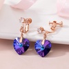 image:imageAustrian Crystal Heart Drop Clip On Dangle Earrings for Women Non Pierced 14K Rose Gold Plated Hypoallergenic JewelryViolet