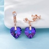 image:imageAustrian Crystal Heart Drop Clip On Dangle Earrings for Women Non Pierced 14K Rose Gold Plated Hypoallergenic JewelryViolet