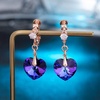image:imageAustrian Crystal Heart Drop Clip On Dangle Earrings for Women Non Pierced 14K Rose Gold Plated Hypoallergenic JewelryViolet