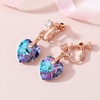 image:imageAustrian Crystal Heart Drop Clip On Dangle Earrings for Women Non Pierced 14K Rose Gold Plated Hypoallergenic JewelryVitrail Light