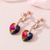 image:imageAustrian Crystal Heart Drop Clip On Dangle Earrings for Women Non Pierced 14K Rose Gold Plated Hypoallergenic JewelryVitrail Medium