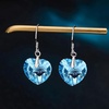 image:imageAustrian Crystal Heart Drop Dangle Earrings for Women 925 Sterling Silver Hook Hypoallergenic EarringAquamarine