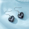 image:imageAustrian Crystal Heart Drop Dangle Earrings for Women 925 Sterling Silver Hook Hypoallergenic EarringGreyBlack