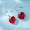 image:imageAustrian Crystal Heart Drop Dangle Earrings for Women 925 Sterling Silver Hook Hypoallergenic EarringRed