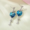 image:imageAustrian Crystal Heart Drop Dangle Earrings for Women Fashion 14K Gold Plated Hypoallergenic JewelryBermuda Blue