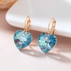 image:imageAustrian Crystal Heart Drop Leverback Earrings for Women 14K Rose Gold Plated Hypoallergenic JewelryAquamarine