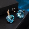 image:imageAustrian Crystal Heart Drop Leverback Earrings for Women 14K Rose Gold Plated Hypoallergenic JewelryAquamarine