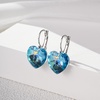 image:imageAustrian Crystal Heart Drop Leverback Earrings for Women 14K Rose Gold Plated Hypoallergenic JewelryAquamarine Silvertone