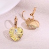 image:imageAustrian Crystal Heart Drop Leverback Earrings for Women 14K Rose Gold Plated Hypoallergenic JewelryAurora Borealis
