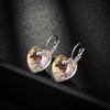 image:imageAustrian Crystal Heart Drop Leverback Earrings for Women 14K Rose Gold Plated Hypoallergenic JewelryAurora BorealisSilvertone